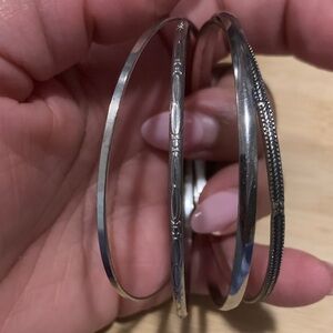 Silver Bangle Bracelets Set